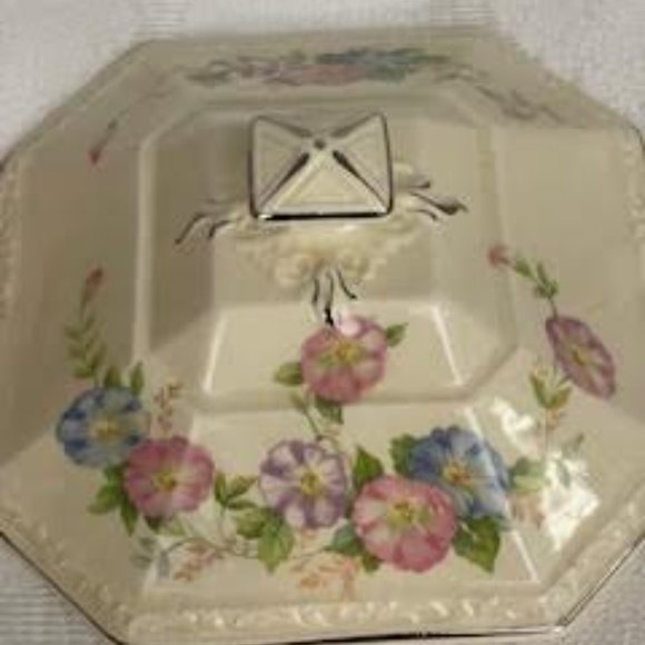 Vintage Edwin P Knowles Tureen Covered Serving Dish With Platinum Trim Serveware - Picture 6 of 16